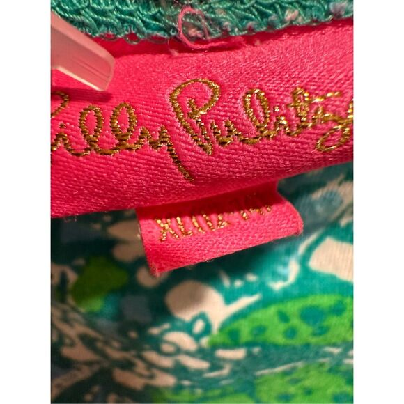 Lilly Pulitzer Girls Delaney Botanical Green Safari Sangria Short Sleeve Dress X - Picture 2 of 8